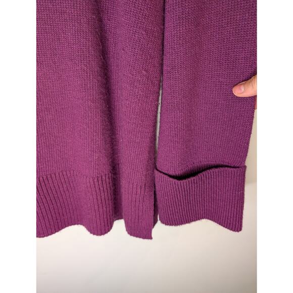 TALBOTS Purple Burgundy Cowl Neck Sweater Large Cable Knit Cozy Fall Winter - Picture 3 of 7